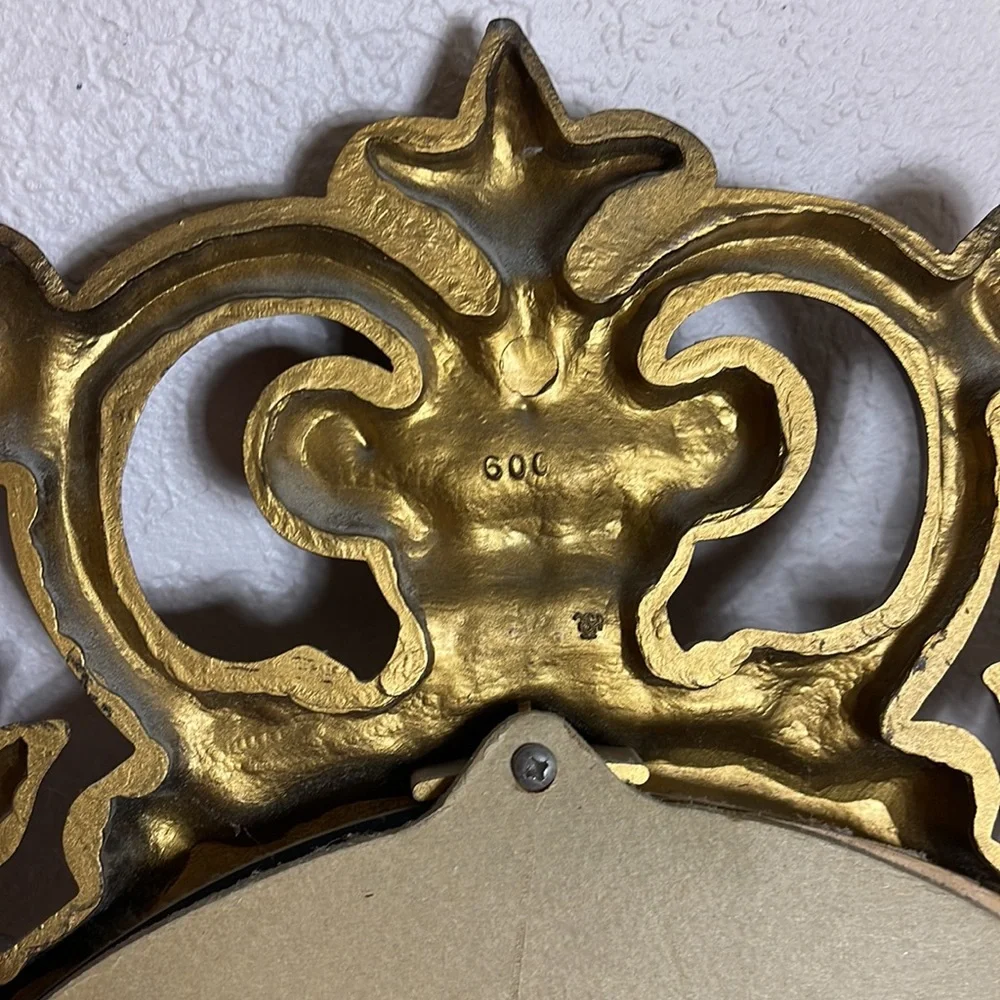 Vintage Syroco Style Resin Oval Gold Ornate Mirror MCM